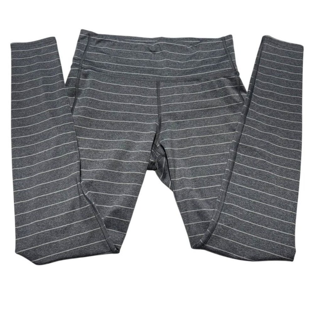 Athleta Gray/White Striped Leggings Size Medium